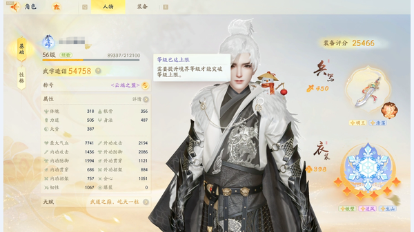 射雕账号官服56级 成男金棍子5.5W武学2.5W全图满探索11个九曲珠3个玉髓