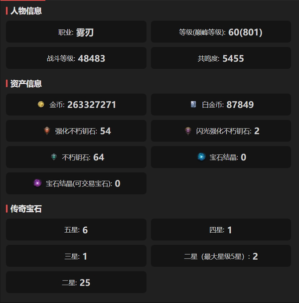 暗黑不朽账号官服桑德罗巅峰801   共鸣5455   雾刃