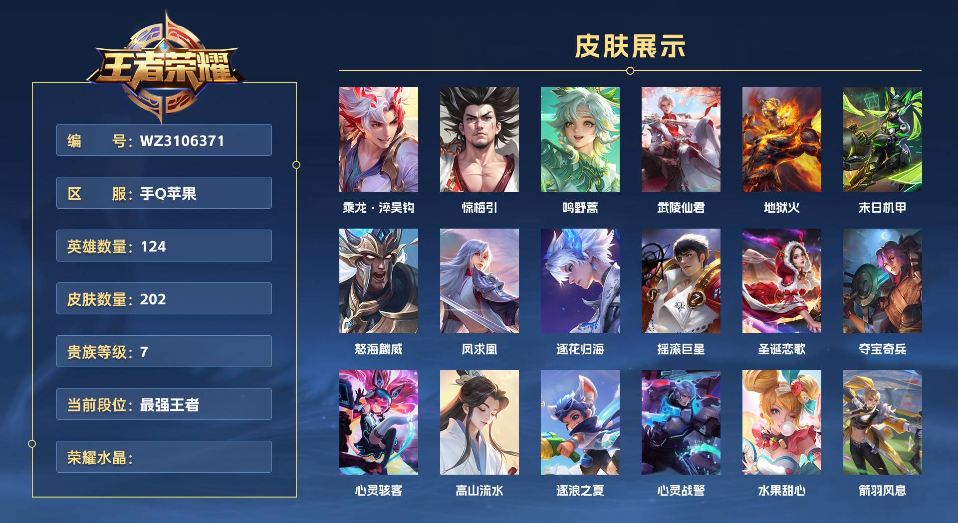 WZ3106371王者荣耀账号详情图1