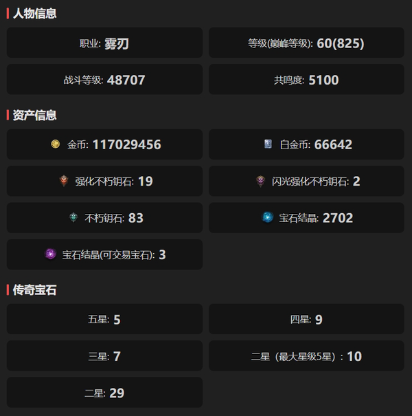暗黑不朽账号官服迪卡德·凯恩巅峰825   共鸣5100    雾刃