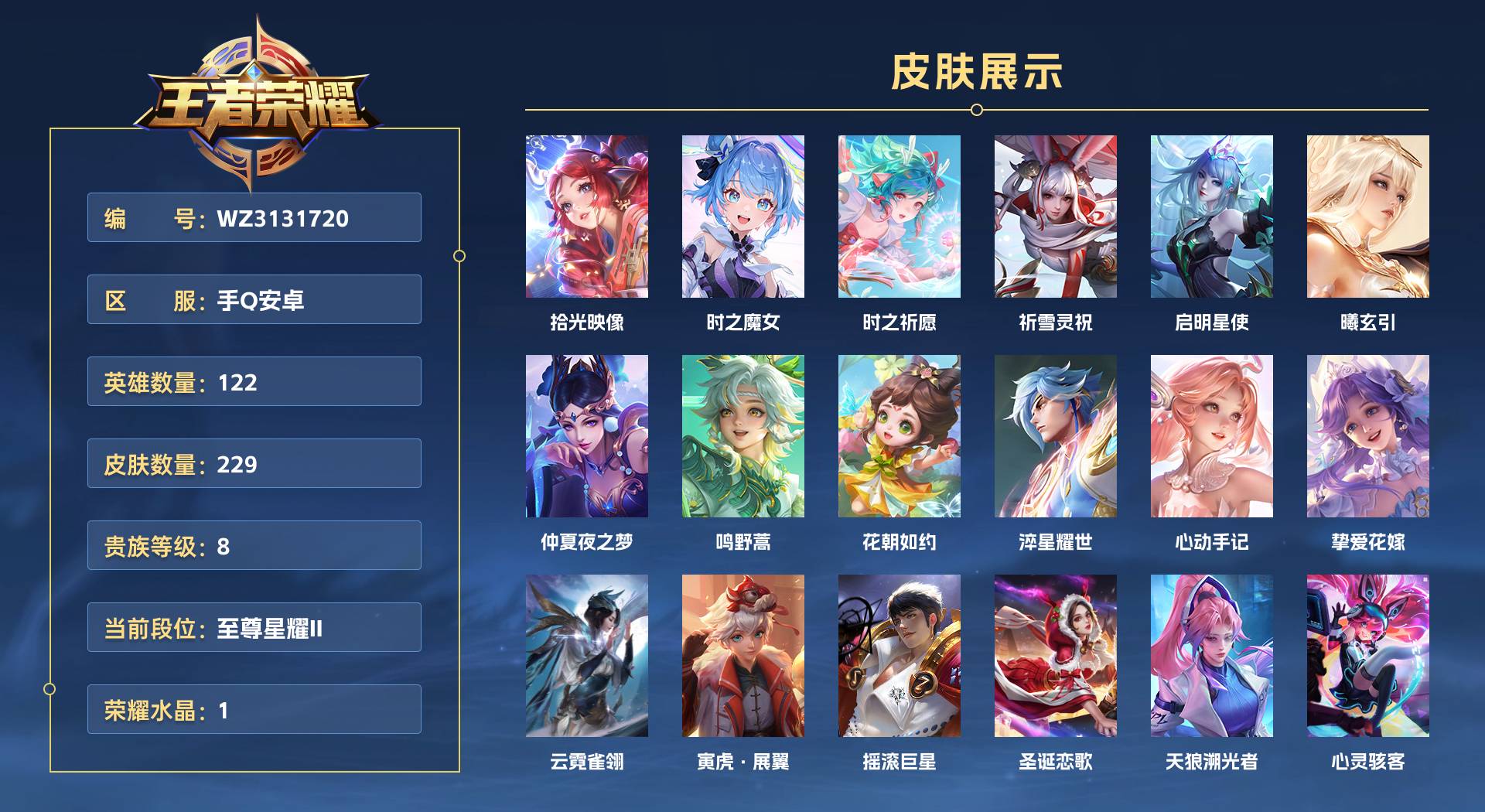 WZ3131720王者荣耀账号详情图1