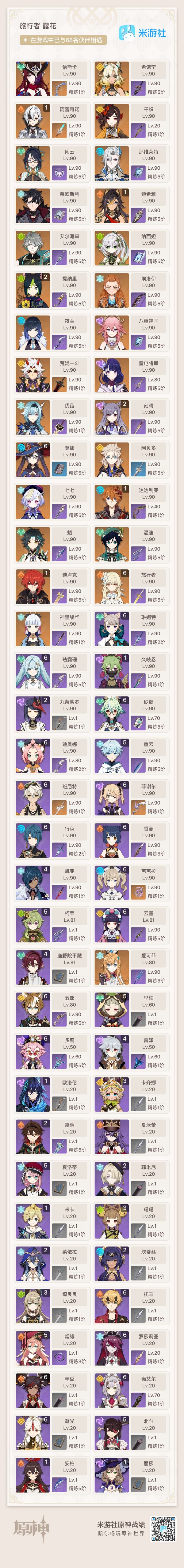 原神账号官服 天空岛50金账号 纳塔 一命仆人