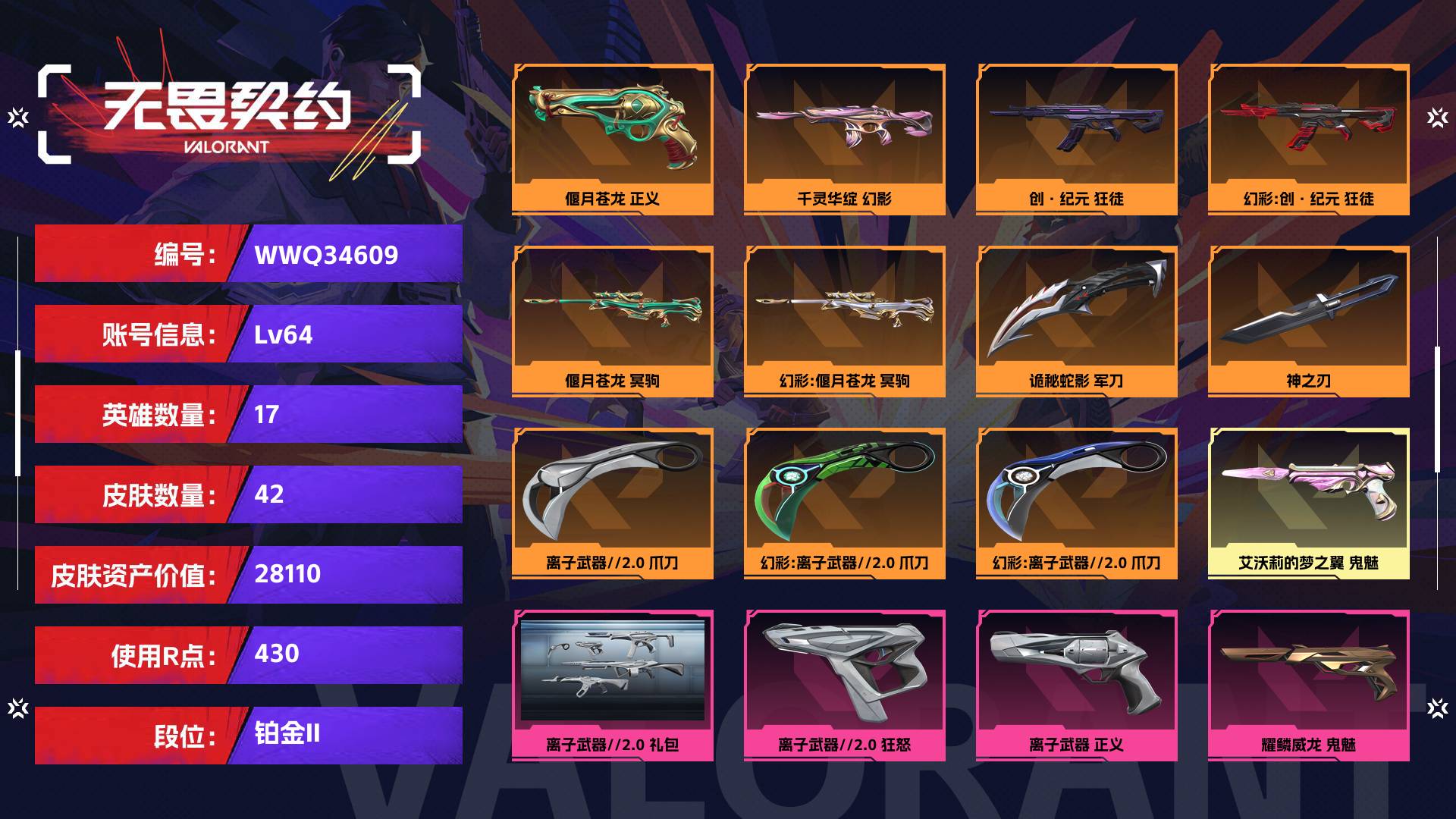 WWQ34609无畏契约账号详情图1 WWQ34609无畏契约账号详情图1