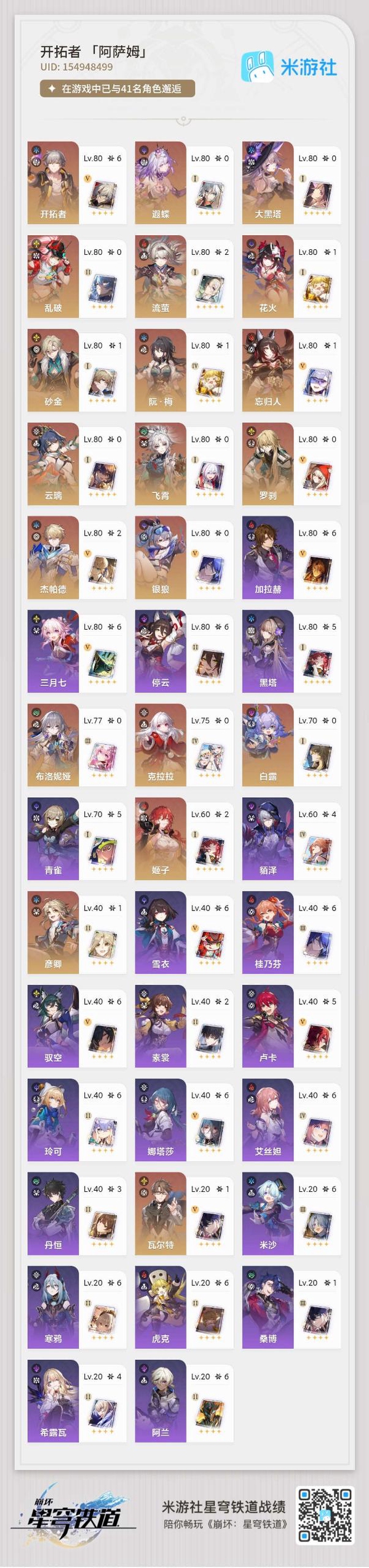 星穹铁道账号mihoyo服2+1  流萤  带遐蝶