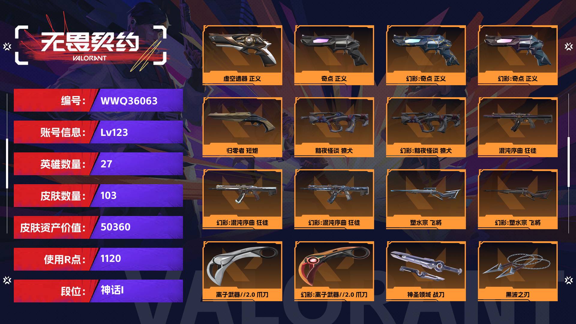WWQ36063无畏契约账号详情图1 WWQ36063无畏契约账号详情图1