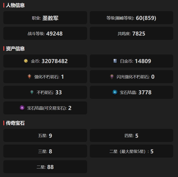 暗黑不朽账号官服安达莉尔编号32141   共鸣7825   圣教军