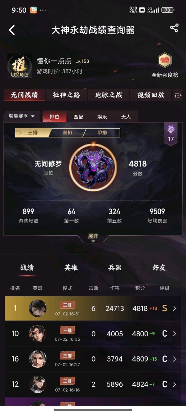 永劫无间账号网易官方段位:无间修罗，有魏轻红皮，阔刀红皮