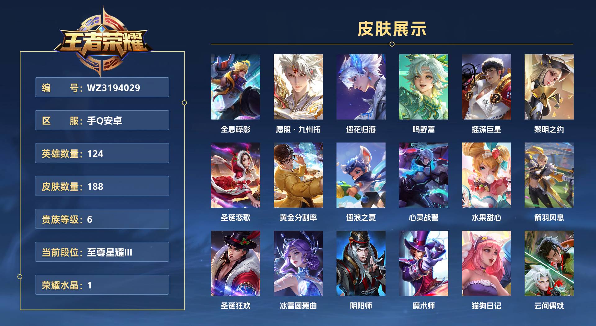 WZ3194027王者荣耀账号详情图1