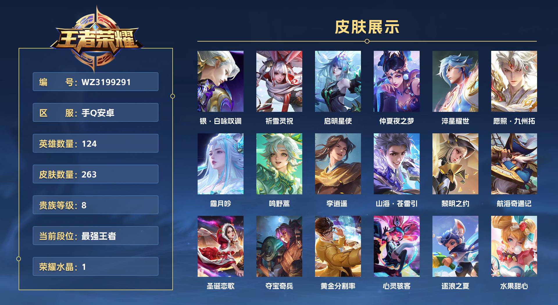 WZ3199291王者荣耀账号详情图1