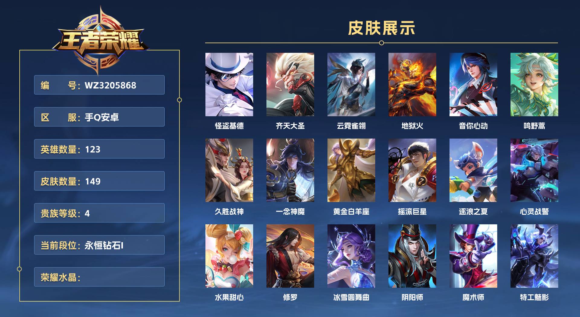 WZ3205868王者荣耀账号详情图1