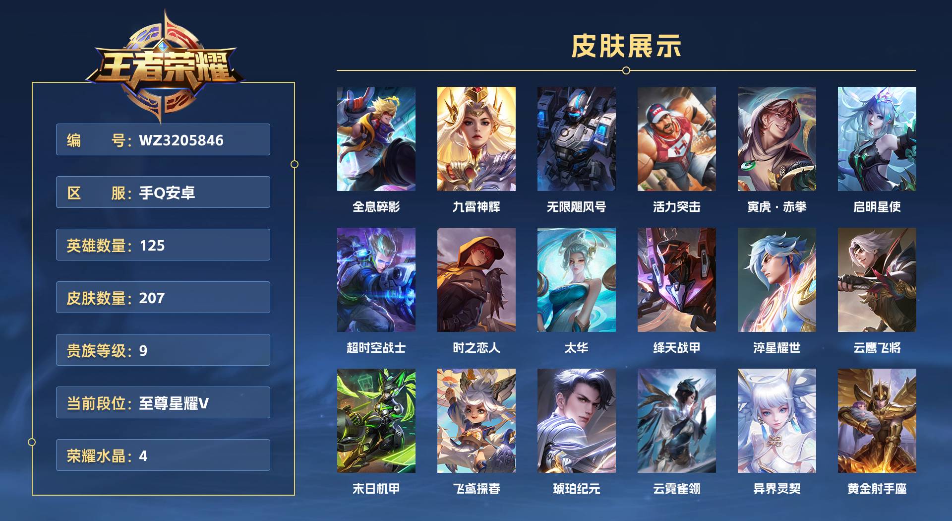WZ3205989王者荣耀账号详情图1