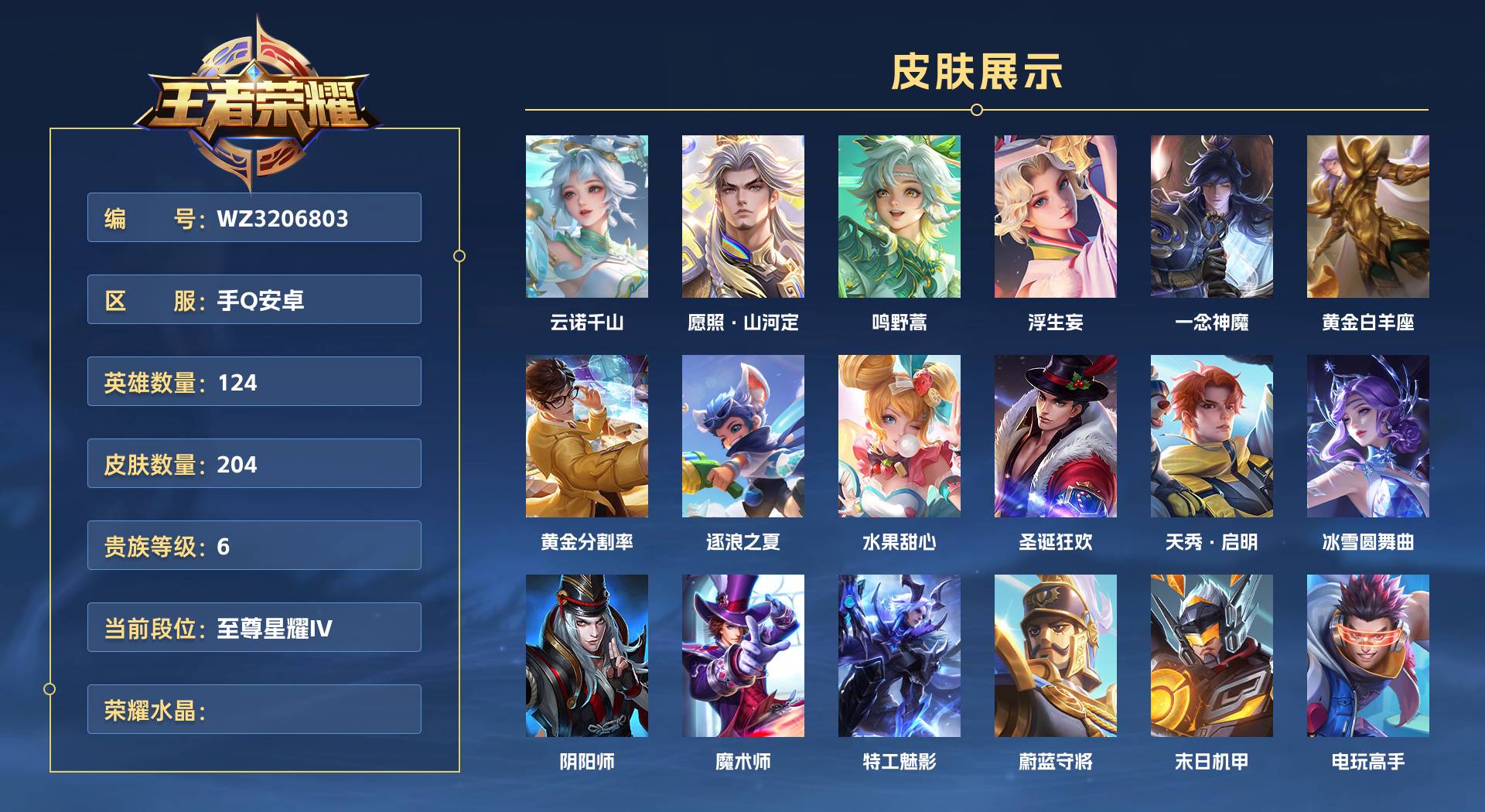WZ3206803王者荣耀账号详情图1