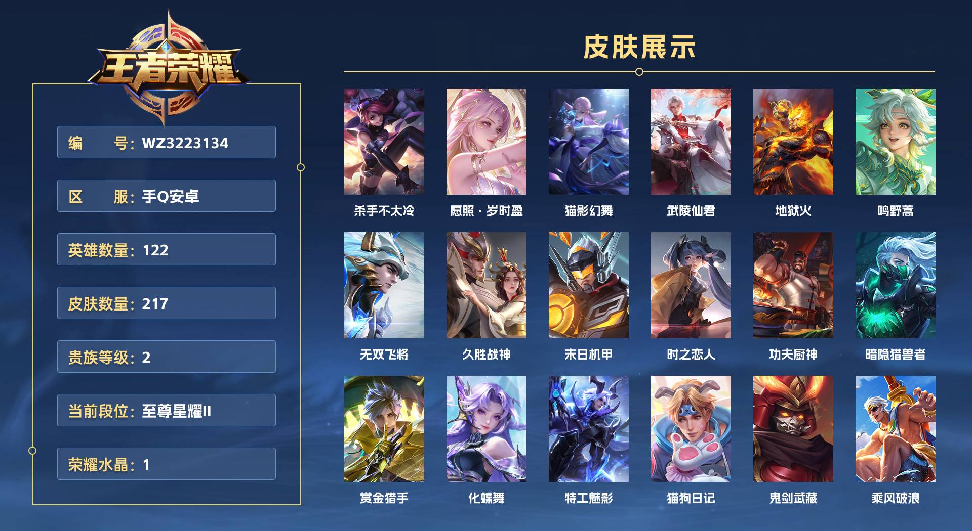 WZ3223134王者荣耀账号详情图1