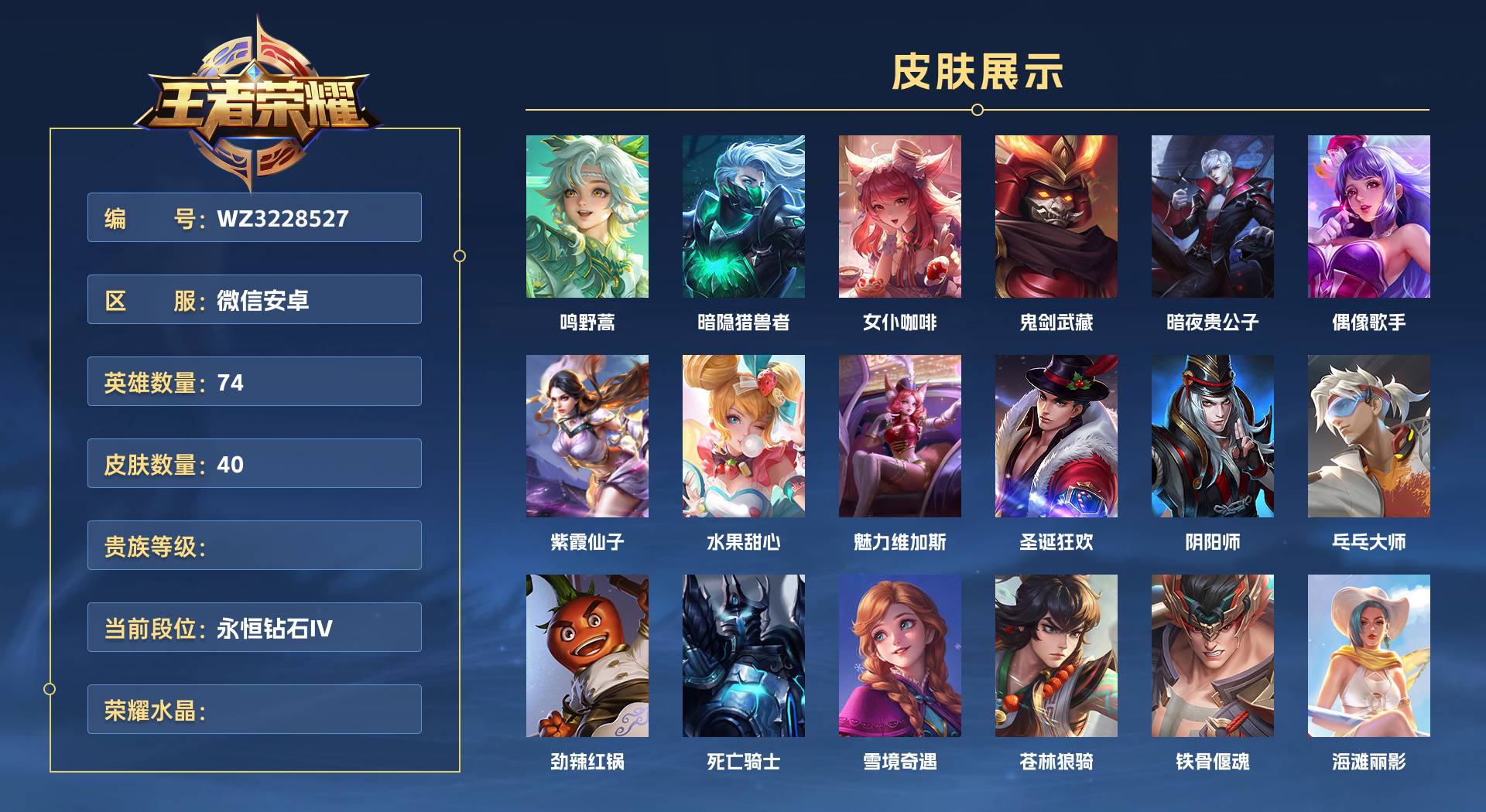 WZ3228527王者荣耀账号详情图1