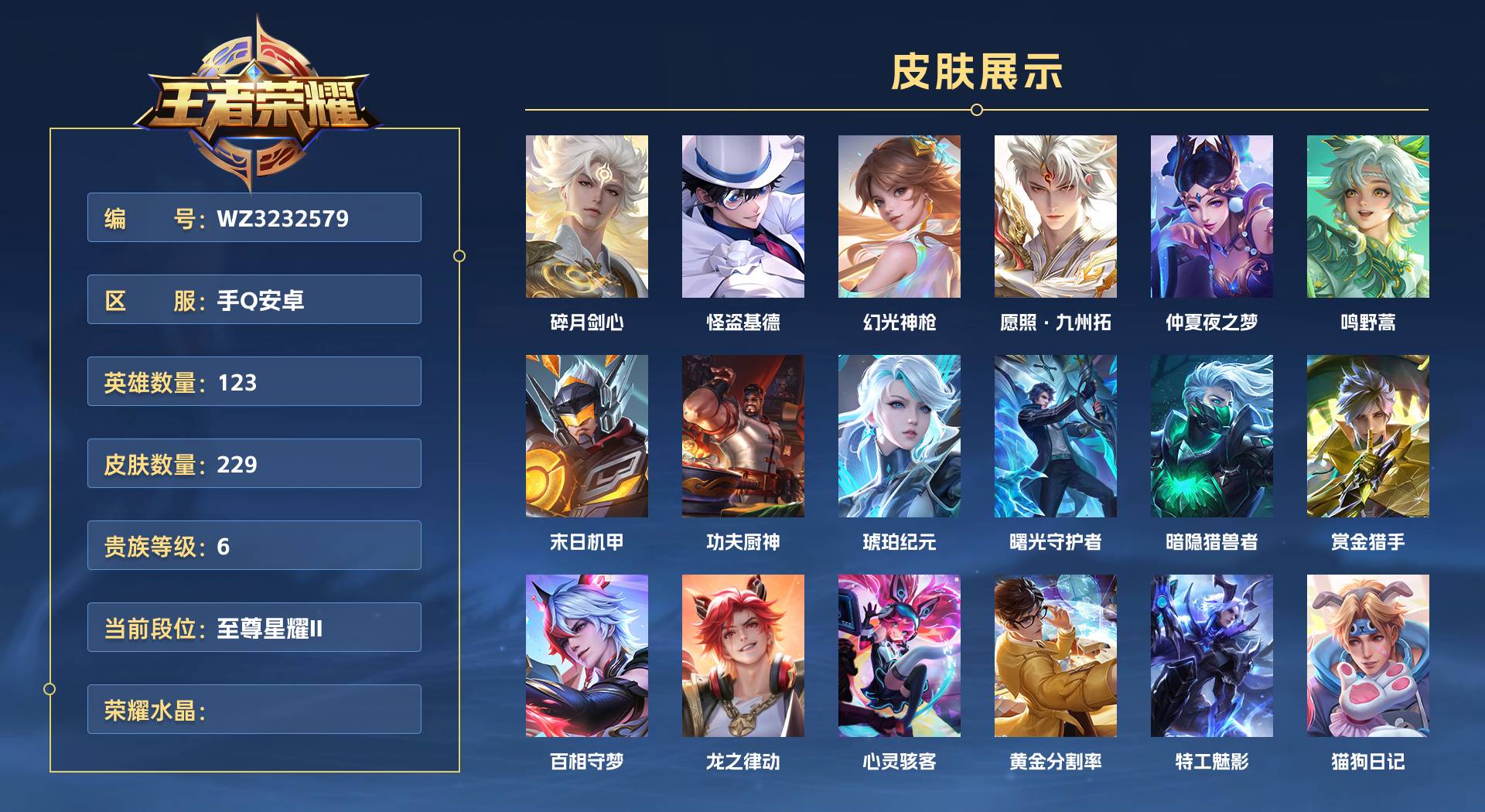 WZ3232579王者荣耀账号详情图1