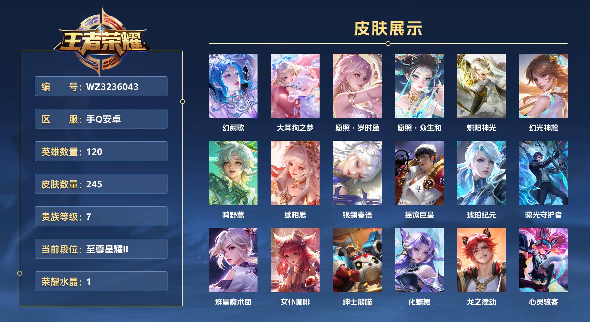 WZ3236043王者荣耀账号详情图1