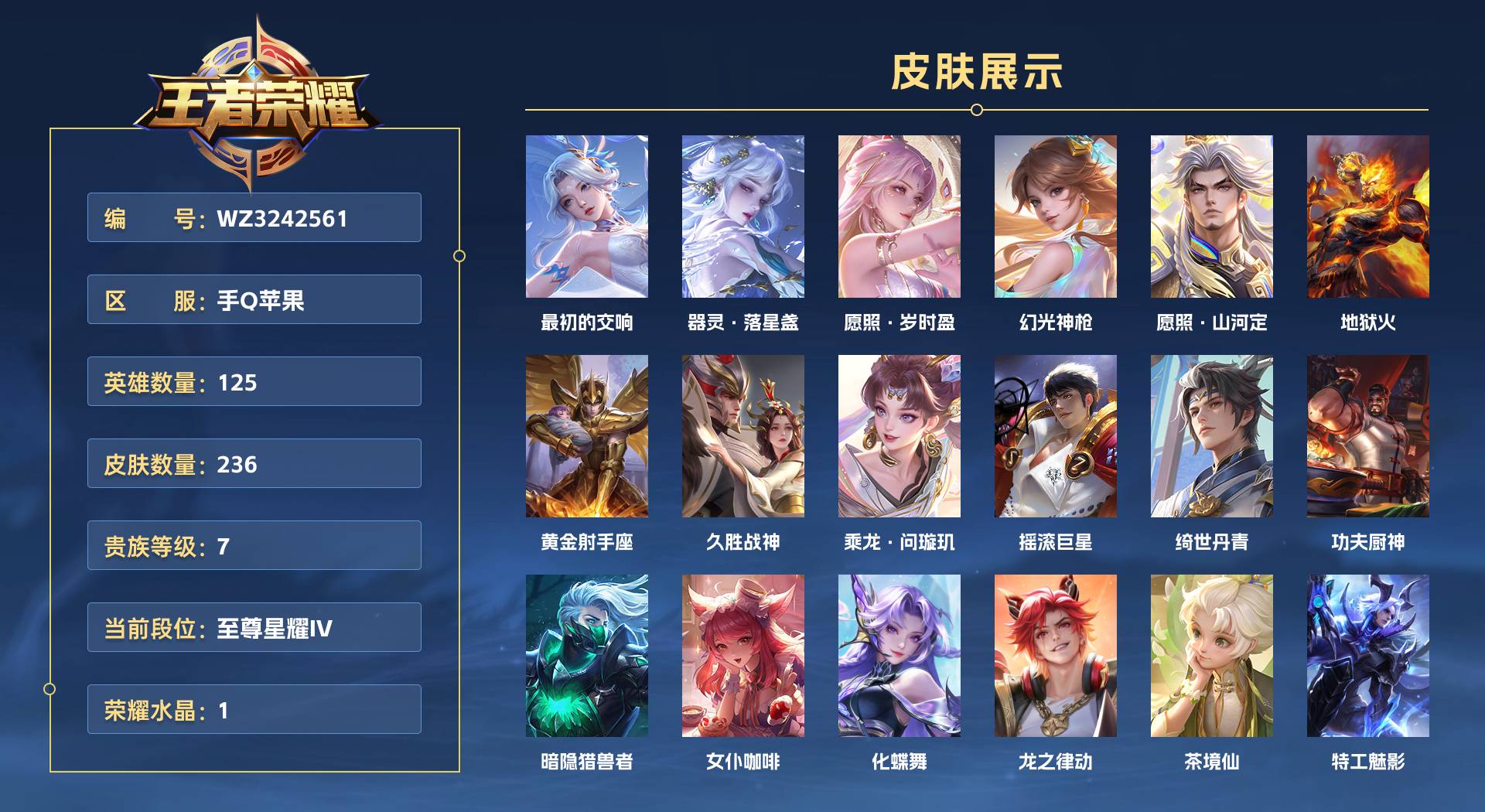 WZ3242561王者荣耀账号详情图1