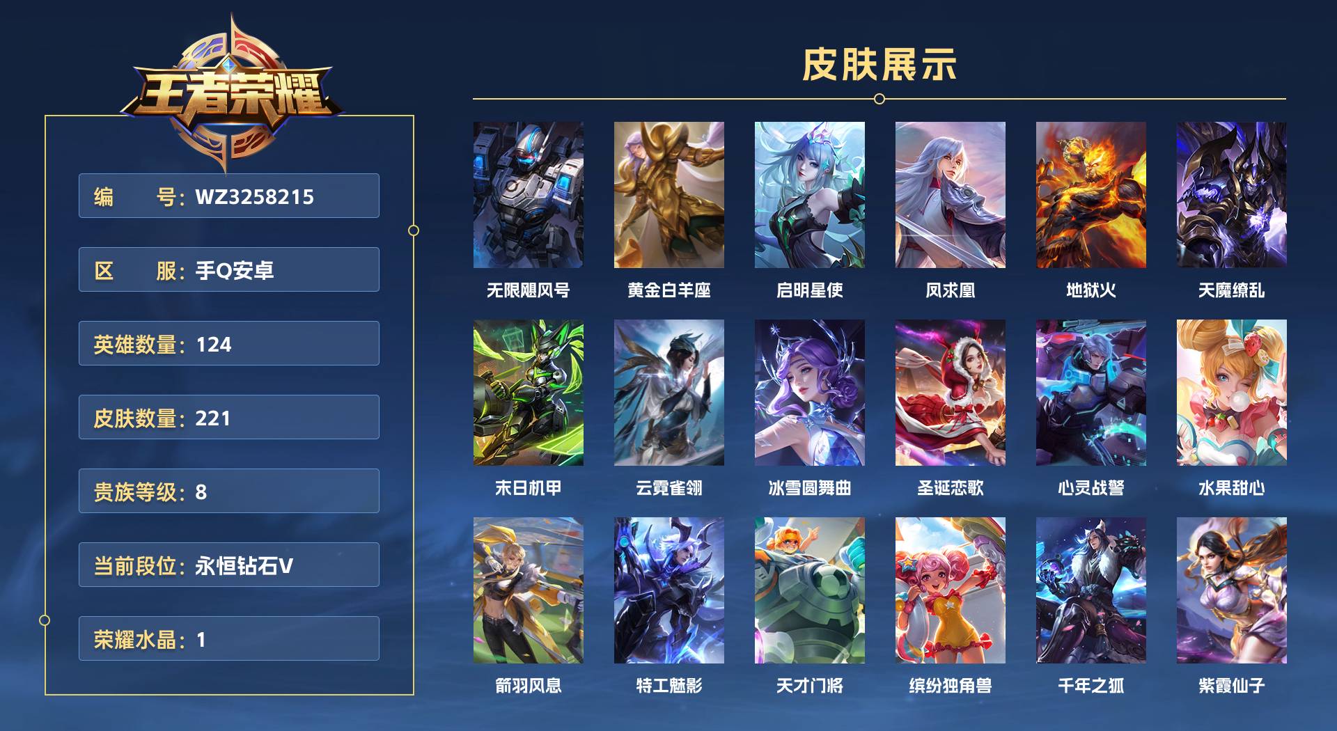 WZ3258215王者荣耀账号详情图1