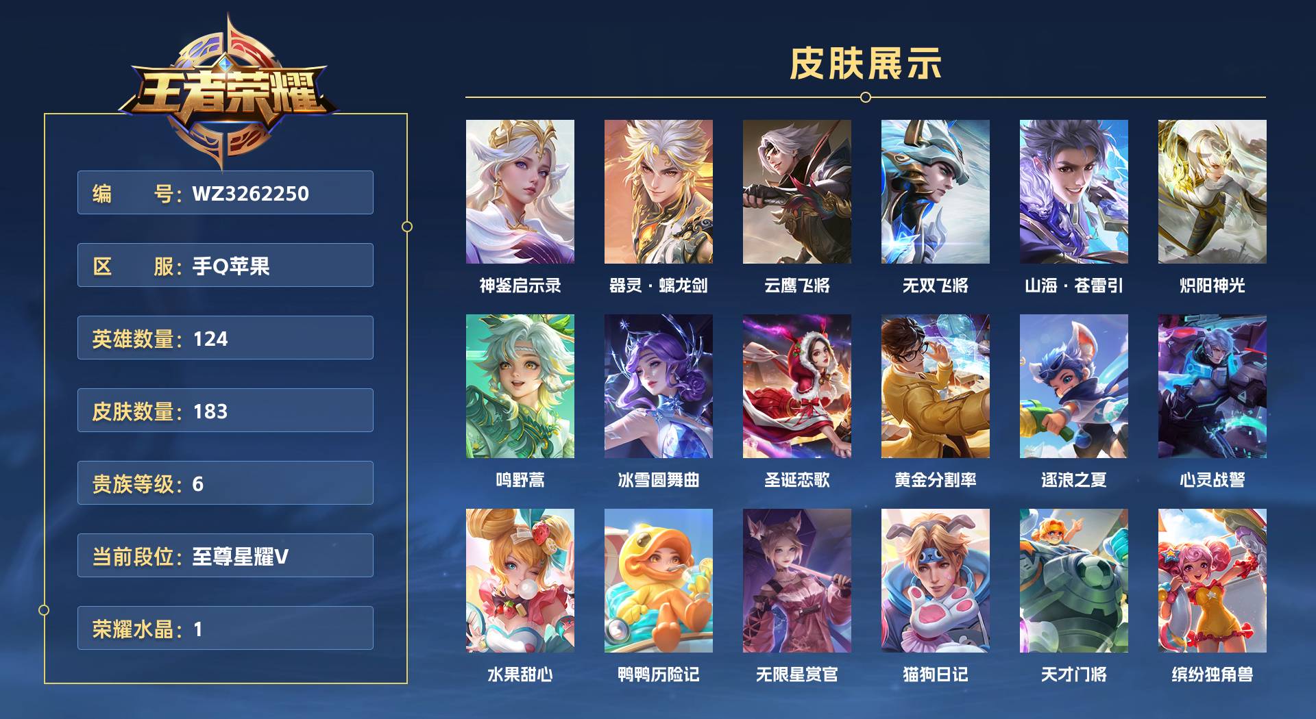 WZ3262250王者荣耀账号详情图1