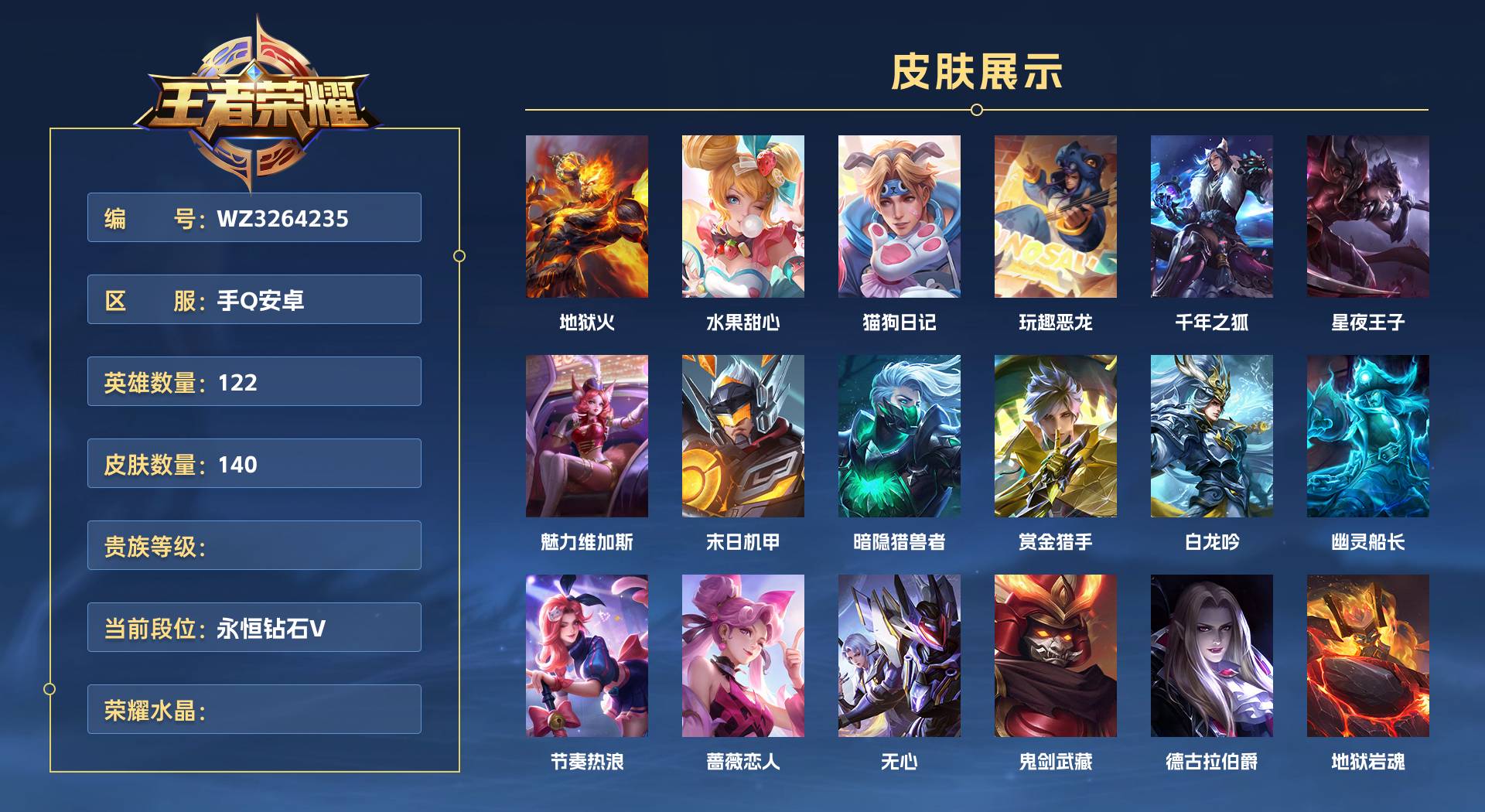 WZ3264235王者荣耀账号详情图1