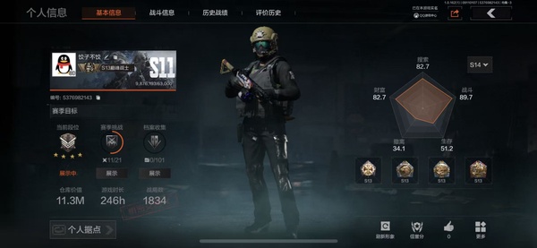 暗区突围账号苹果QQ仓库价值11.3M  刀皮赢家匕首