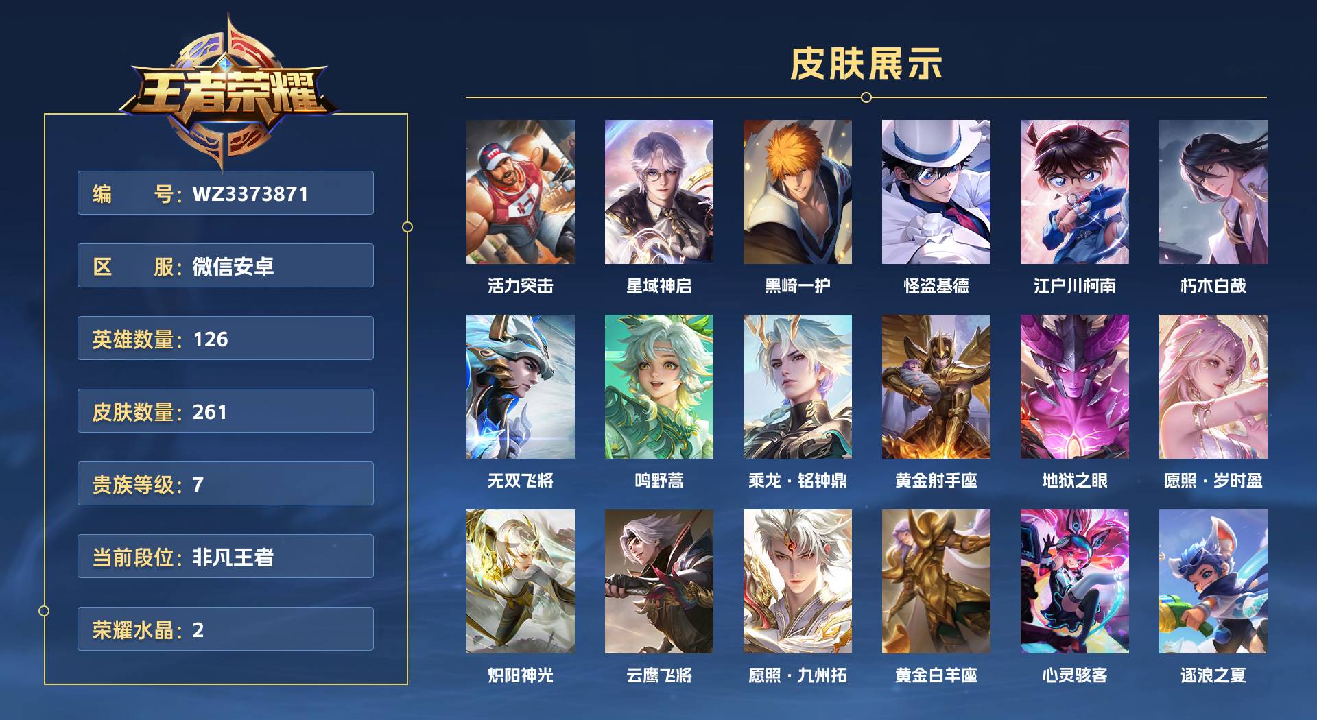 WZ3373871王者荣耀账号详情图1