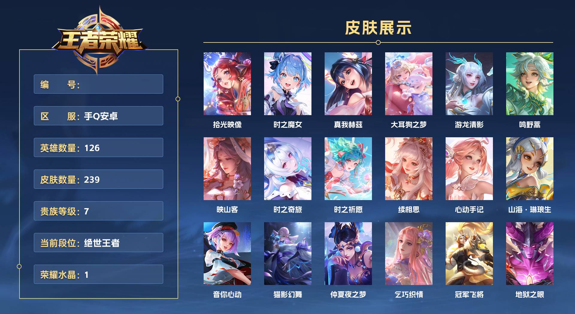 WZ3392395王者荣耀账号详情图1